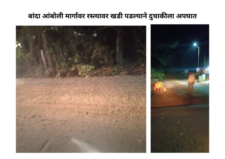 सिंधुदुर्ग : बांदा आंबोली मार्गावर रस्त्यावर खडी पडल्याने दुचाकीला अपघात