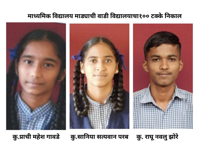 सिंधुदुर्ग : माध्यमिक विद्यालय माड्याचीवाडी विद्यालयाचा १०० टक्के निकाल!