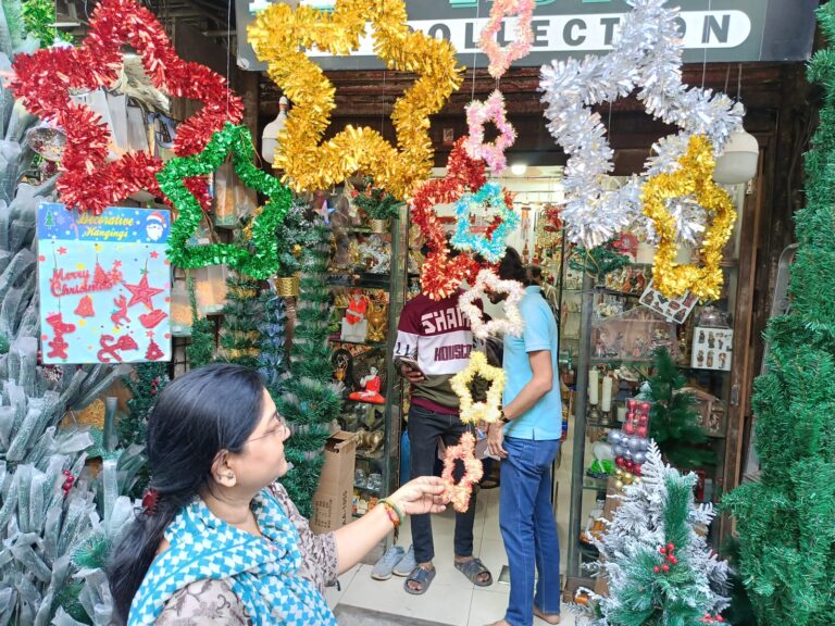 नाताळनिमित्त क्रॉफर्ड मार्केटमध्ये ग्राहकांची प्रचंड गर्दी