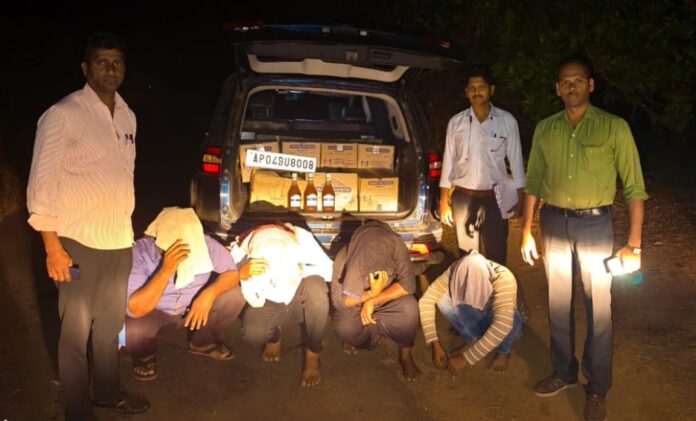 दारू वाहतूक प्रकरणी आंध्रप्रदेशातील चौघे ताब्यात