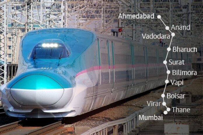 मुंबई–अहमदाबाद बुलेट ट्रेन कॉरिडॉरचे ५५ टक्के काम पूर्ण मुंबई–अहमदाबाद बुलेट ट्रेन कॉरिडॉरचे ५५ टक्के काम पूर्ण