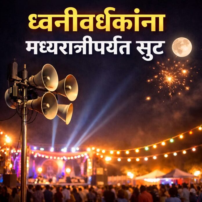 रायगड जिल्ह्यात वर्षातील १५ दिवस ध्वनीवर्धकांना मध्यरात्रीपर्यंत सवलत