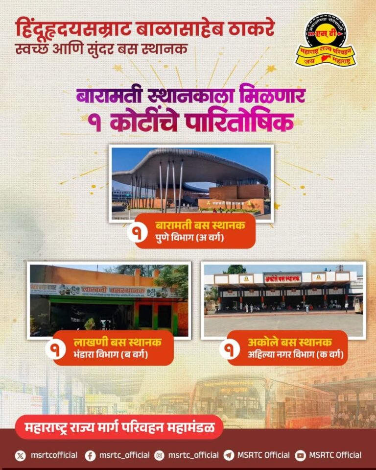स्वच्छ, सुंदर बसस्थानक अभियानाचे पुरस्कार जाहीर