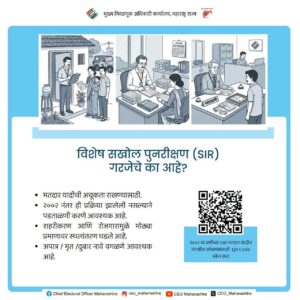 विशेष सखोल पुनरीक्षण (SIR) द्वारे मतदार यादी अधिक अचूक; पात्र मतदारांचा मतदानाचा हक्क सुरक्षित राहणार