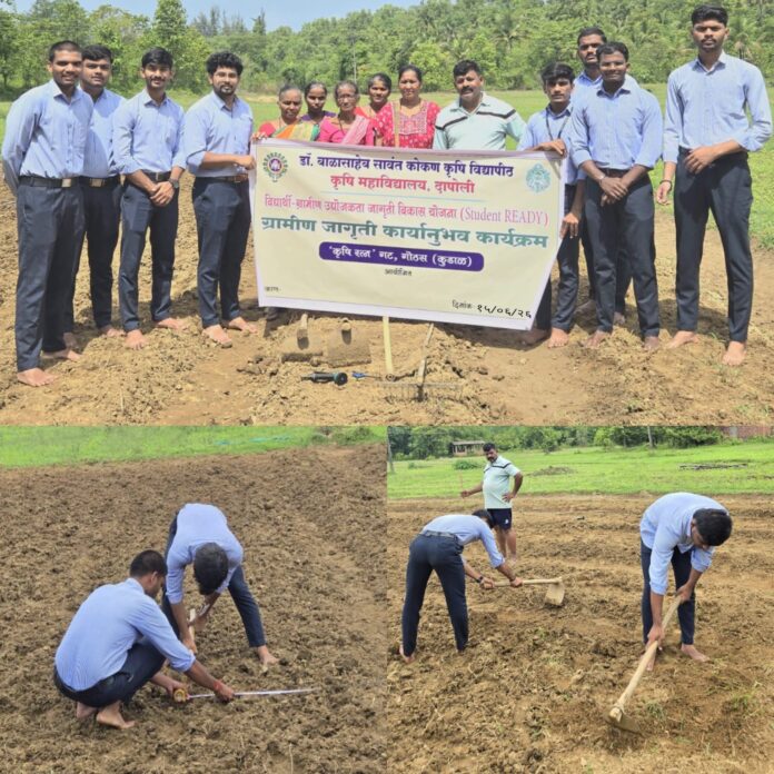 गोठोस येथे गादीवाफा पद्धतीने भात लागवडीचे प्रात्यक्षिक; कृषी विद्यापीठाच्या विद्यार्थ्यांचा अभिनव उपक्रम
