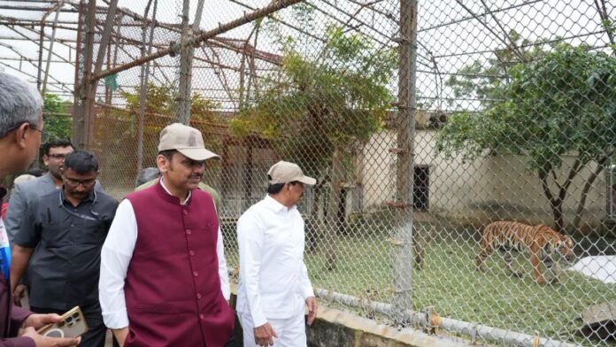 गोरेवाडा आंतरराष्ट्रीय प्राणी उद्यानाची मुख्यमंत्री फडणवीस, वनमंत्री गणेश नाईक यांनी केली पाहणी