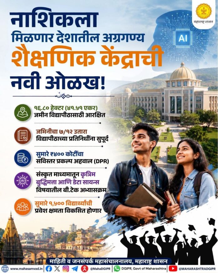 नाशिकला मिळणार देशातील अग्रगण्य AI शैक्षणिक केंद्राची नवी ओळख
