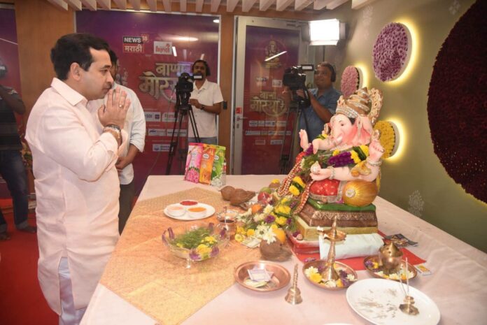 नितेश राणे यांनी News18 मराठीच्या कार्यालयातील गणरायाचे घेतले दर्शन