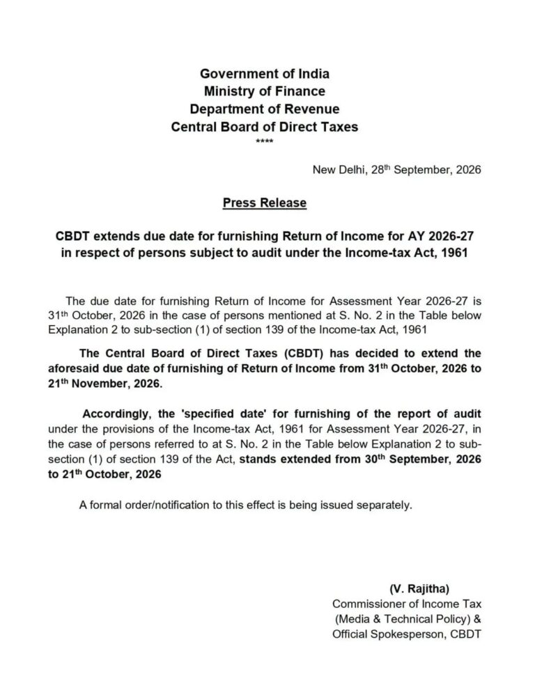 प्राप्तिकर विवरणपत्र दाखल करण्याची मुदत वाढली; आता २१ नोव्हेंबरपर्यंत संधी