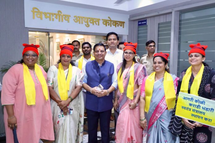 भूमिपुत्रांच्या विविध मागण्यांसाठी भिवंडीचे खासदार बाळ्या मामा म्हात्रे यांचे कोकण भवनात निवेदन