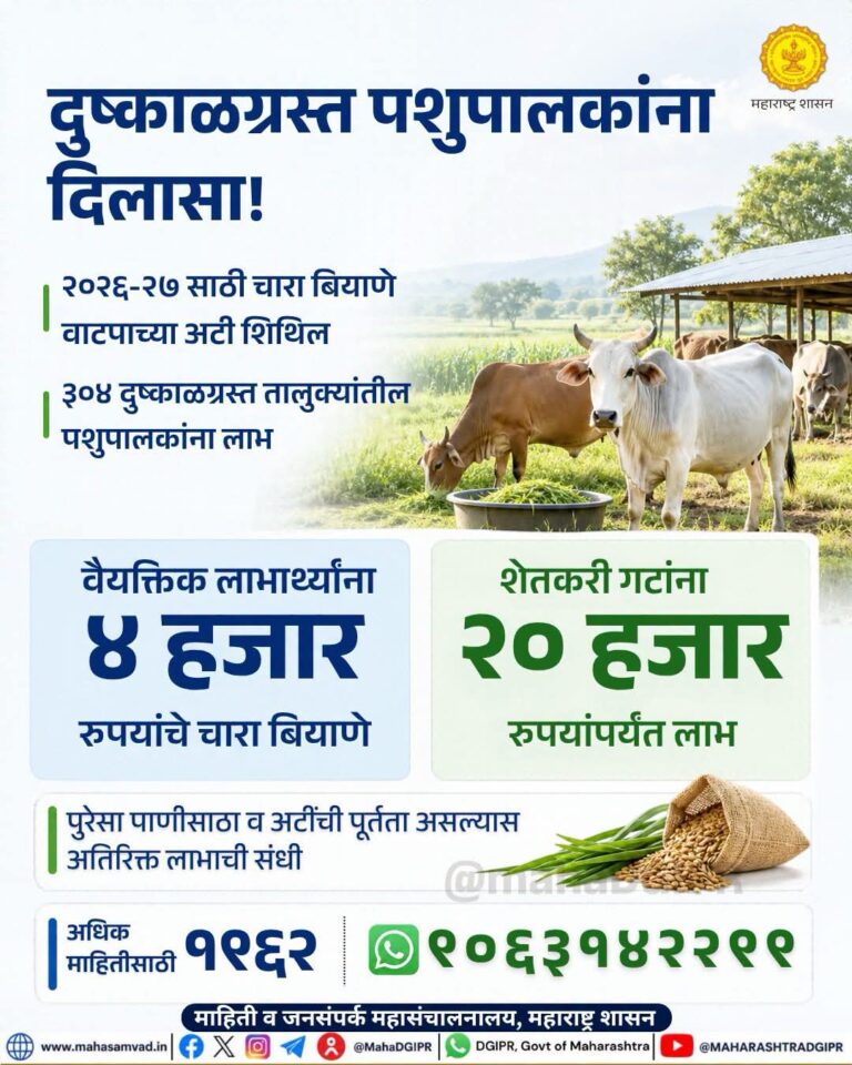 दुष्काळी भागातील पशुपालकांना दिलासा; २०२६-२७ साठी चारा बियाणे वाटपाच्या अटी शिथिल
