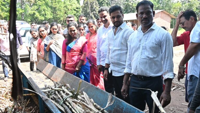 नाधवडे येथील गूळ उत्पादन प्रकल्पाला जिल्हाधिकारी तृप्ती धोडमिसे यांची भेट